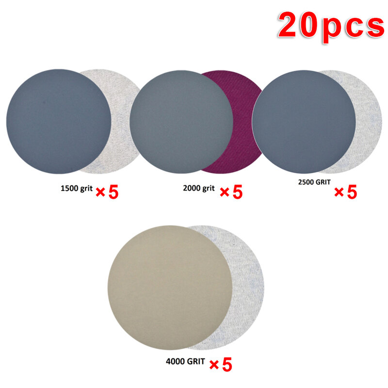 20pcs Hook Loop Disc Water Sandpaper Wet/Dry 996A 3 Inch 1500 2000 2500 4000 Grit Sanding Discs Abrasive Tools Sandpaper