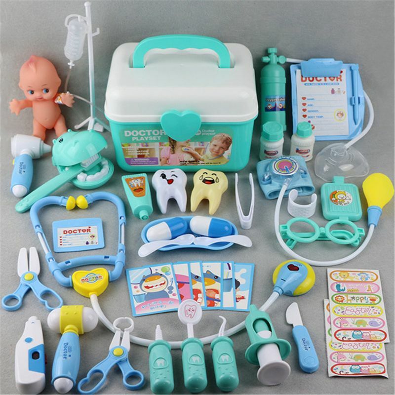 44 pçs/set meninas role play médico jogo medicina simulação dentista tratar dentes fingir jogar brinquedo para a criança do bebê crianças
