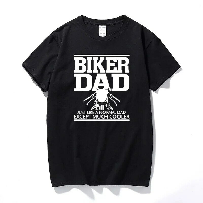 Motociclista da motocicleta pai homem engraçado camiseta presente de natal para o pai legal dos homens t camisa de algodão manga curta tshirt lazer topo t