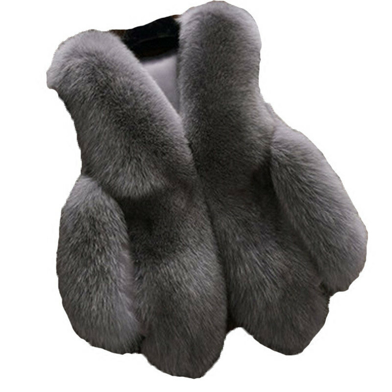 Женский короткий меховой жилет, теплая зимняя куртка из искусственного лисьего меха, безрукавка большого размера, 2020