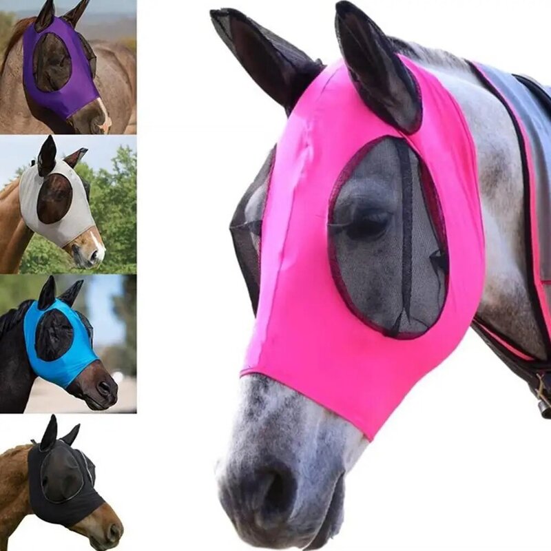 Paard Fly Masker admend Anti Muggen Vliegen Elastische Paard Gezicht Cover Bescherming Met Oren Paard Masker Care