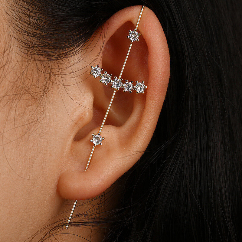 Ear Wrap Crawler Hook Earrings 1Pcs Multiple Styles Geometric Stud Earrings Piercing Earring Street Popular Hip Hop Ear Jewelry