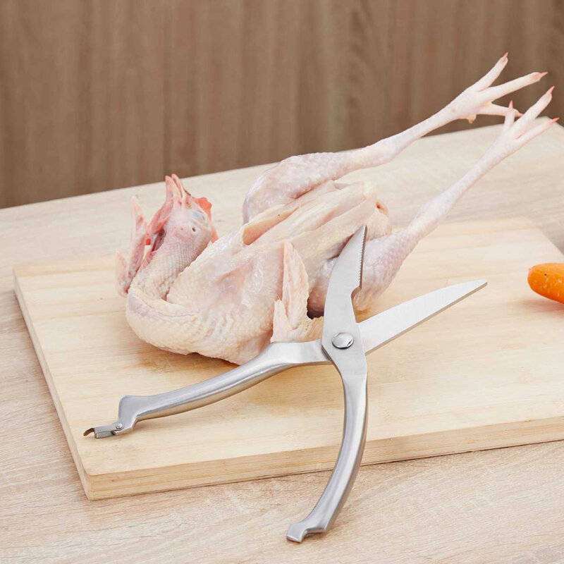 Tesoura de aço inoxidável resistente do alimento da cozinha das tesouras das aves domésticas com o fechamento da segurança para a carne de frango