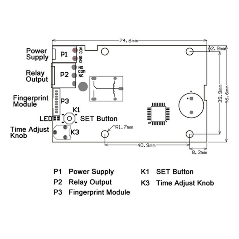 Hfes k226 + G16DC10-30V admin/senha de impressão digital do usuário placa controle acesso 4 modo saída relé para o sistema controle acesso porta