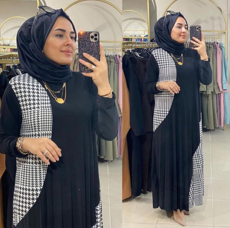 Gaun Jilbab Mode Muslim Turki Abaya Dubai Pakaian Islam Gaun Maxi Afrika untuk Wanita Jubah Idul Fitri