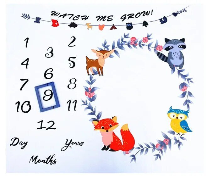 Cartoon Muster Infant Baby Milestone Foto Requisiten Hintergrund Decken Spielen Matten Hintergrund Tuch Kalender Foto Zubehör Nordic