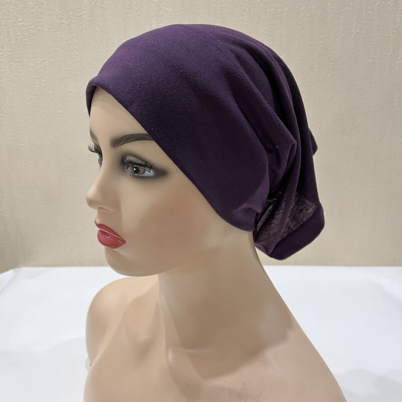 C005-bufanda de tubo suave de algodón, sombreros musulmanes, diadema interior, sombreros pequeños islámicos, varios colores
