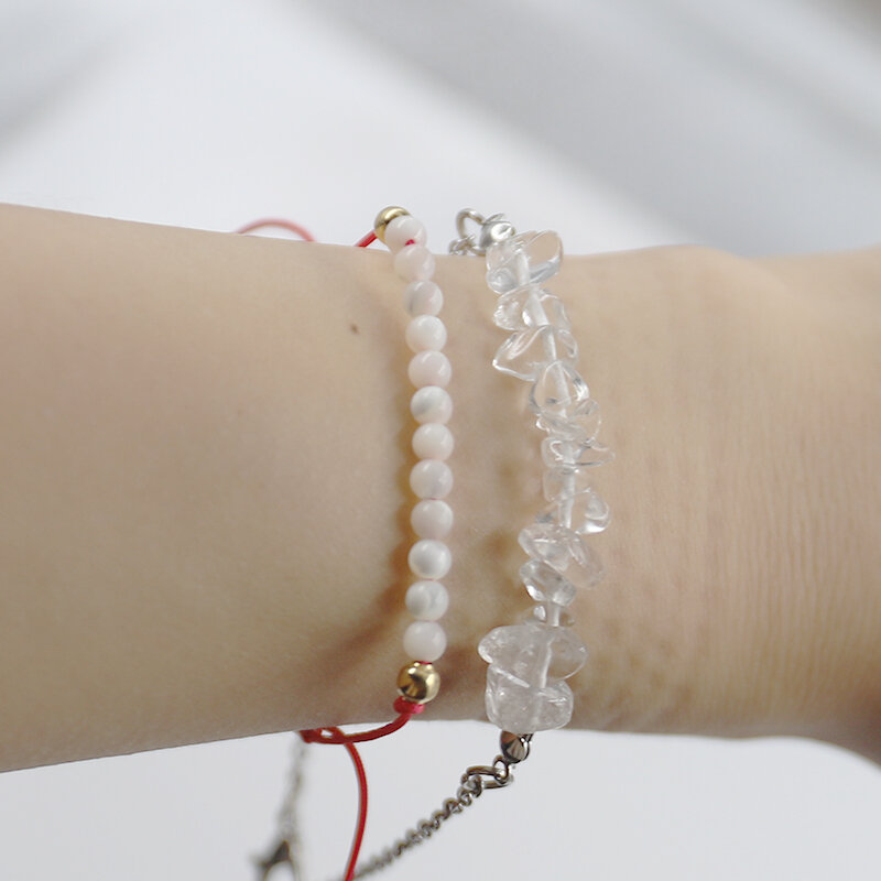Pedra natural cristal cascalho pulseiras para mulher corrente de aço inoxidável simplicidade pulseiras artesanais para casais jóias