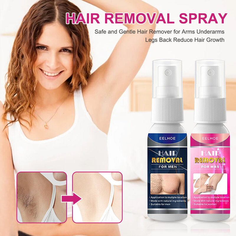 Spray dépilatoire sûr et doux, inhibe la croissance des cheveux, pour les bras, aisselles, jambes, dos, indolore, pour hommes et femmes