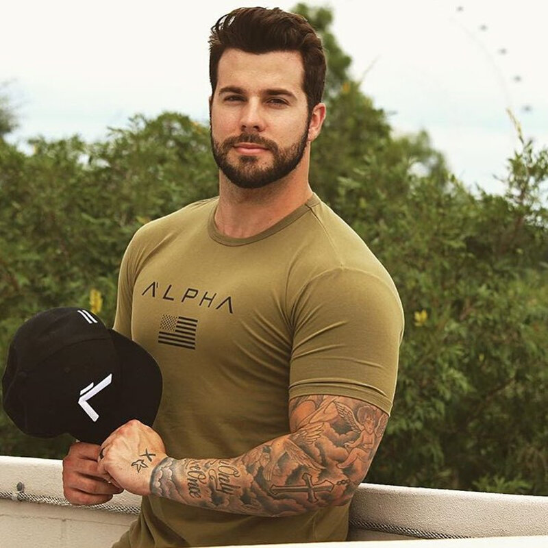 T-shirt de l'armée pour hommes, en coton, à col rond, à manches courtes, de taille Alpha America, en vrac, 2021, 2019