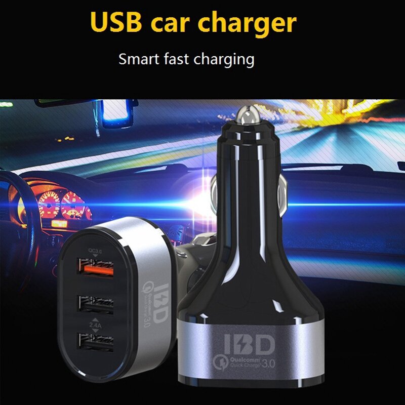 308-Q3 Car Charger, 42W 3พอร์ต USB QC3.0 Car Fast Charger Adapter สำหรับ iPhone 11/7 Plus/6S,galaxy S10/S9/S8,หมายเหตุ9และอื่นๆ
