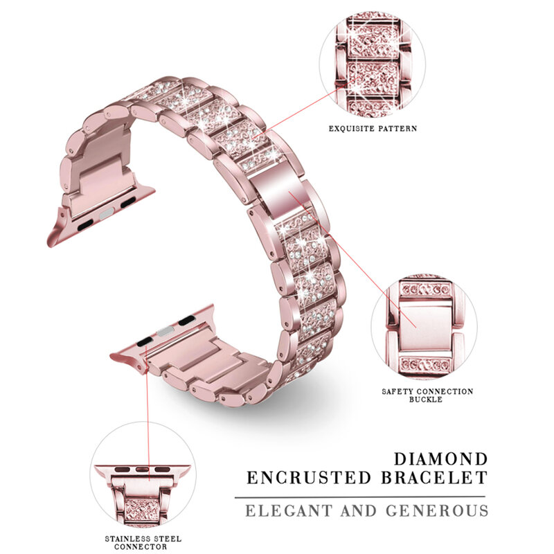 Edelstahl strap für Apple Uhr 6 SE 40mm 44mm 38mm 42mm frauen diamant band für iWatch Serie 5 4 3 2 Armband armband