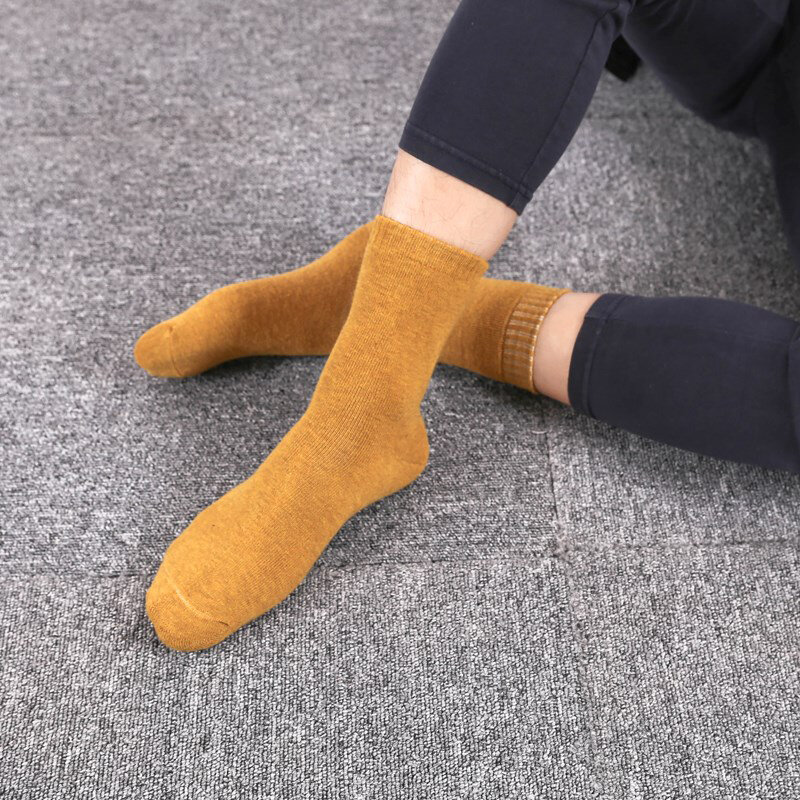 جوارب رجالية شتوية, جوارب رجالية شتوية سميكة دافئة عالية الجودة Harajuku ريترو سنو غير رسمية مضادة للتجمد
