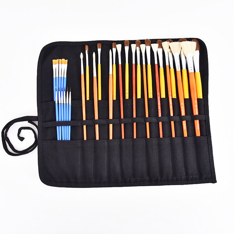 Paint Brush Holder 22 Slots Paint Brush Storage for Acrylic Oil Watercolor Gouache Artist Paint Brush Roll Canvas Pouch