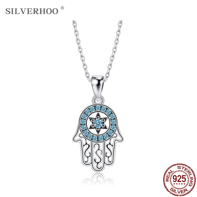 Silverhoo 925 colar de prata esterlina para mulheres jóias finas alta qualidade zircônia cúbica romântico senhora colares novos produtos