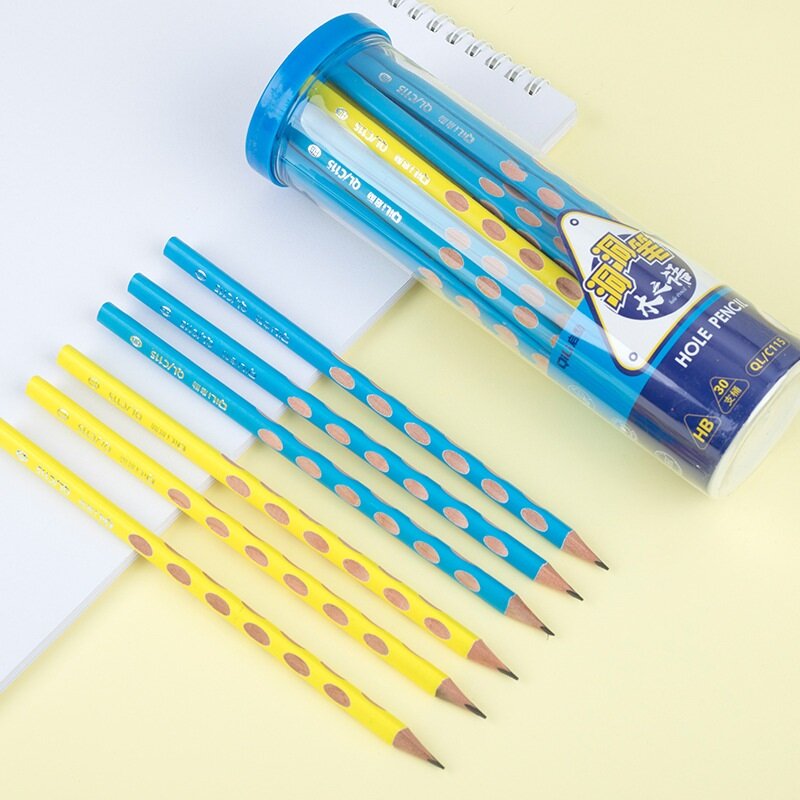 Crayons en bois pour enfants, lot de 30 pièces, Kawaii, avec trou créatif, HB, cadeaux, fournitures scolaires et de bureau, papeterie, nouveauté