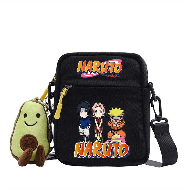 Naruto-Bolso de lona de Sasuke Uzumaki para niños, bandolera informal, regalos para niños