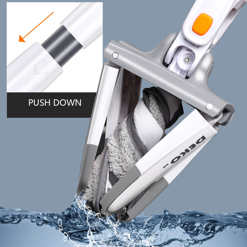 DEKO X-type Microfiber Floor Mop Cloth Replaceable Hand Free Cleaner Wash Flat Mop House Cleaning Tool Manual Extrusion Lazy Mop