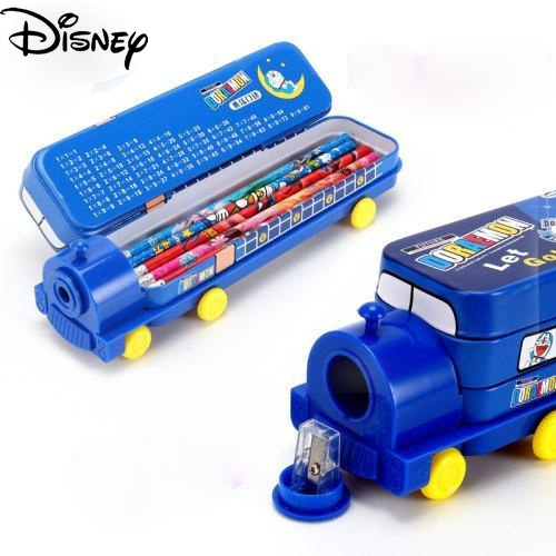 Disney Cartoon Cute Pattern Printing Double Layer Large Capacity Creative Elementary School Locomotive Stationery Box