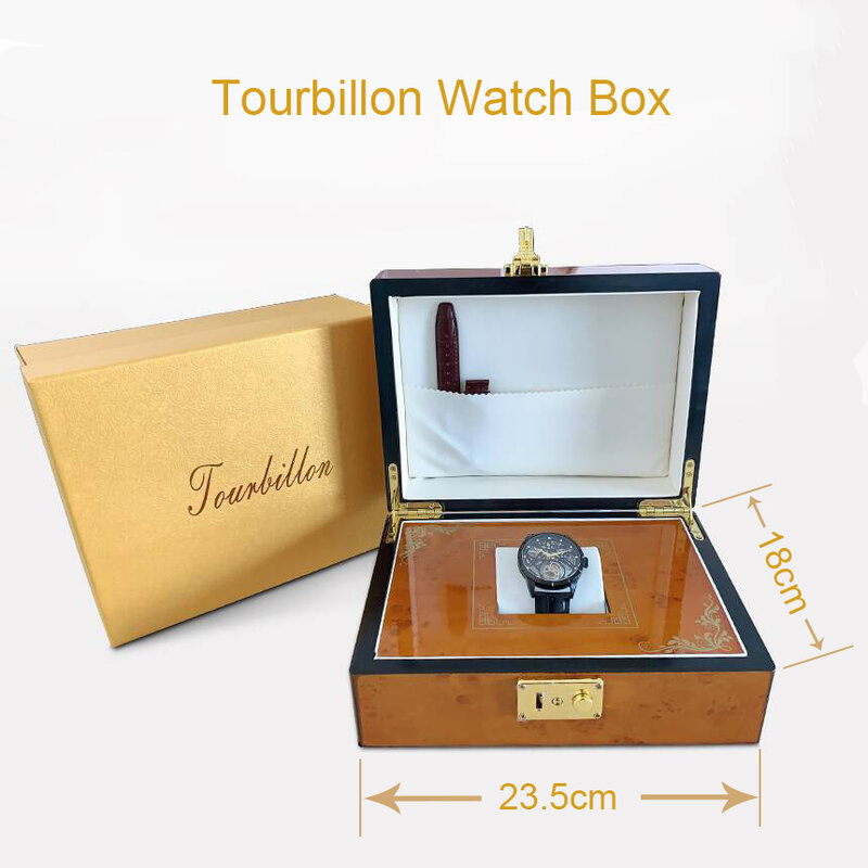 Sapphire Hollow Men's Real Tourbillon Mechanical Watch 2021 Luxury Movement Men's Atmospheric Watch Lucky Clock Tourbillon