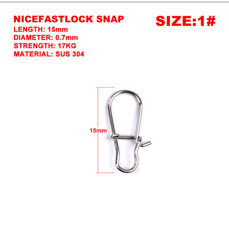 50/bag Stainless Steel Quick Lock Buckle Rotation Solid Ring Safety Snap Fishing Tool Connector Pesca Hook Rotation