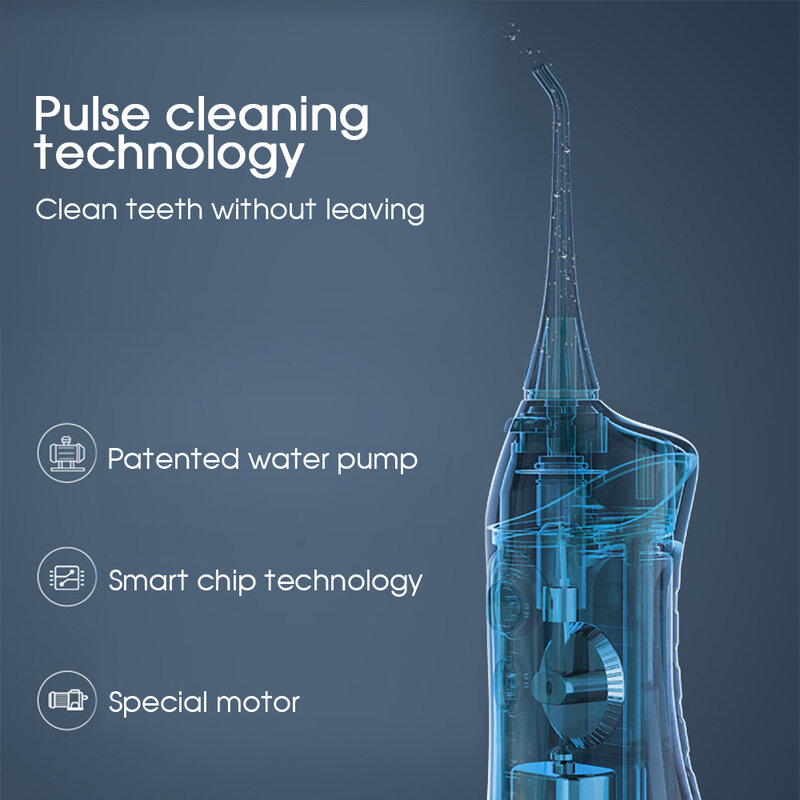 Boi usb recarregável 300ml grande capacidade adulto ipx7 à prova dwaterproof água irrigador oral pulse flosser dispositivos de limpeza portátil