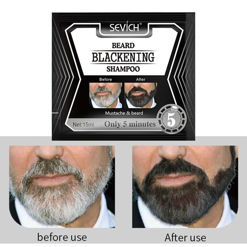 1/10 sztuk czernienie szampon do brody dla mężczyzn broda barwnik Cream szybka czernienie odżywczy wąsy szampon
