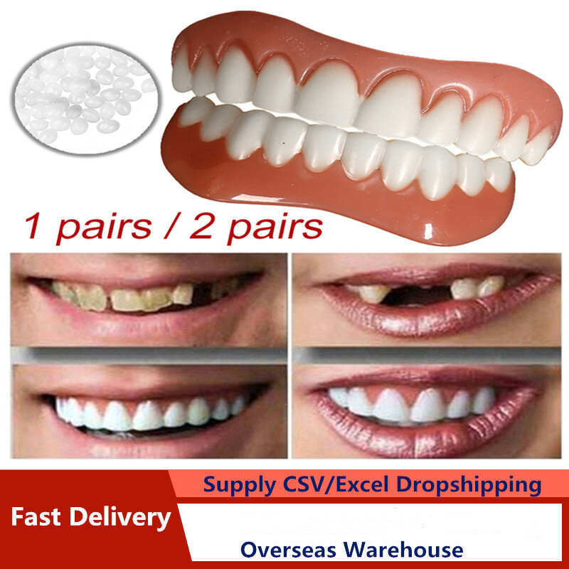 2 Pcs Top Bottom Veneers False Teeth Smil E Cosmetic Denture Teeth Fake False Teeth Beauty Veneers Teeth Dentures Dropshipping
