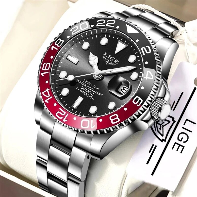 LIGE-reloj analógico de cuarzo para hombre, accesorio de pulsera resistente al agua 30ATM con calendario, complemento Masculino deportivo de marca de lujo con diseño moderno, 2022