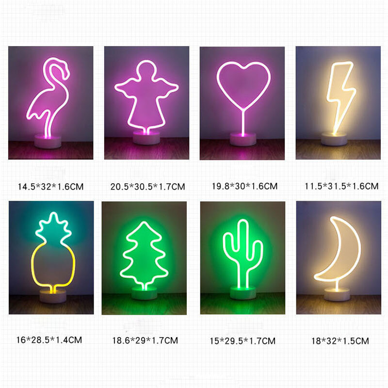 Luz LED con forma de Cactus para decoración del hogar, señal de neón para fiesta de Navidad, boda romántica, habitación de niños, lámpara de noche de flamenco alimentada por USB