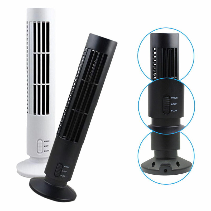 Portable Mini 5V USB Air Conditioner Electric Vertical Bladeless Fan Summer Air Cooler For Home Office Travel Cooling Tower Fan