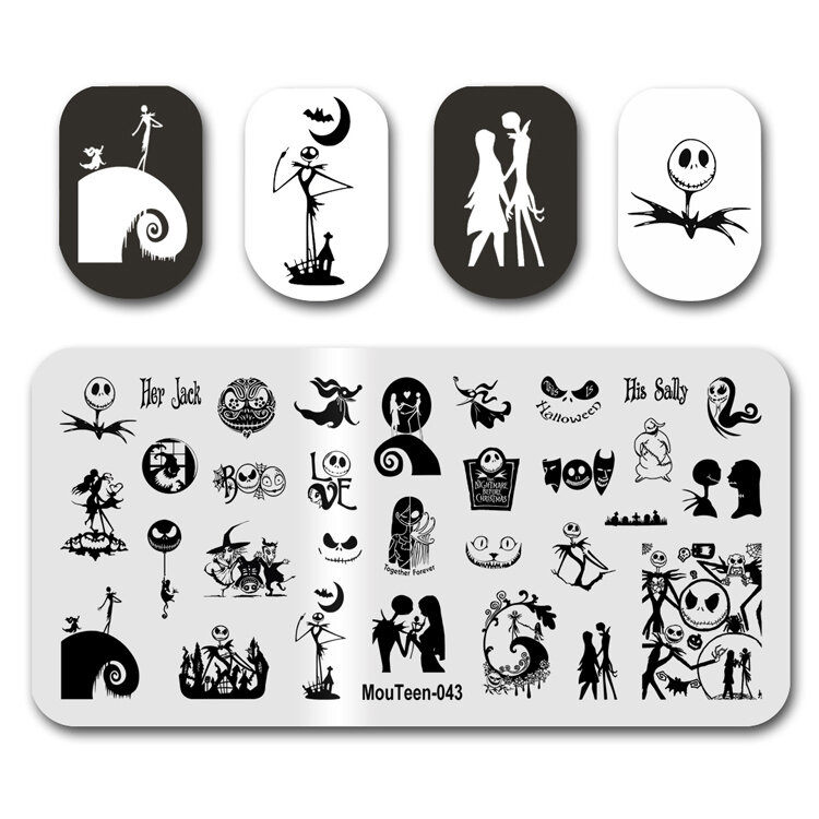 2021 Hot Newest Nail Stamp MouTeen043 The Nightmare Nail Before Christmas Stamping Plates Manicure Set For Nail Art Stamper