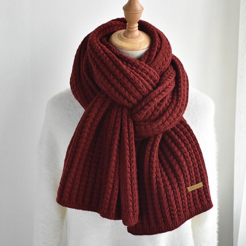 Écharpe en laine tricotée pour femme, longue, épaisse, chaude et douce, châle enveloppant, rose, noir, à la mode, hiver, 2021