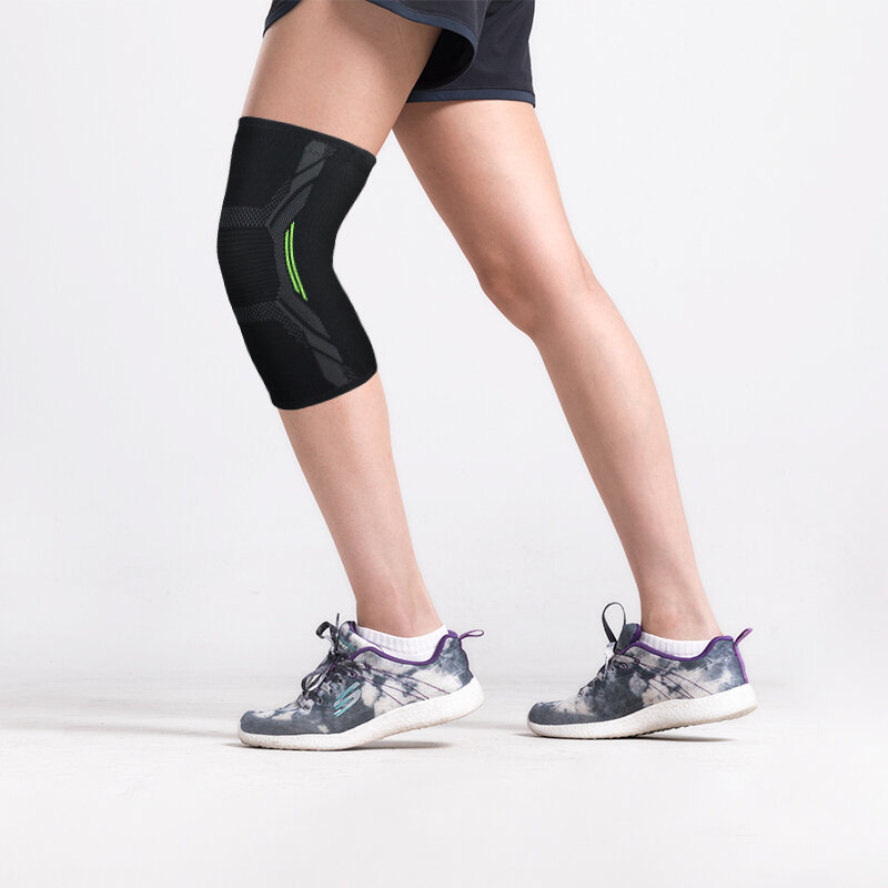 Maseda-joelheira protetora de verão, esportiva, masculina, pressurizada, elástica para joelho de quatro lados, em malha de nylon