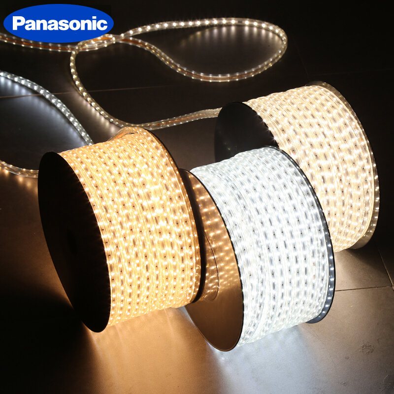 Panasonic 220V wodoodporna taśma Led z wtyczką ue elastyczna lina światła 36 leds/m wysoka jasność zewnętrzna dekoracja wnętrz