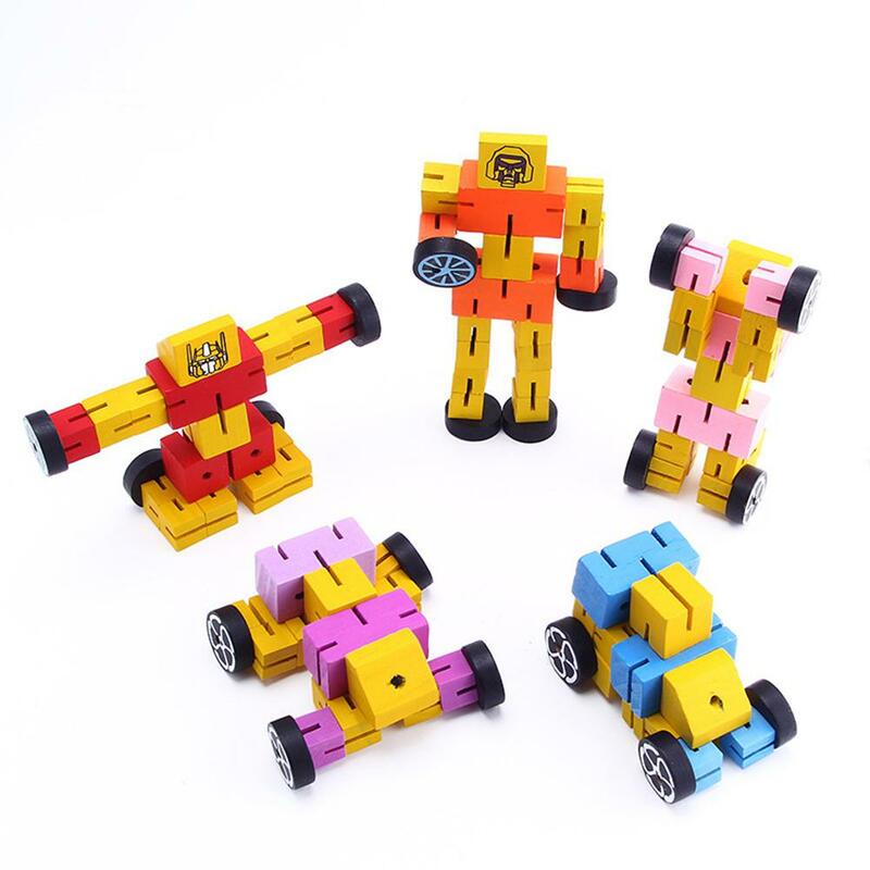 Kuulee Robot en bois enfants Puzzle jouet développer cerveau enfants Puzzle pratique développement cerveau jouets