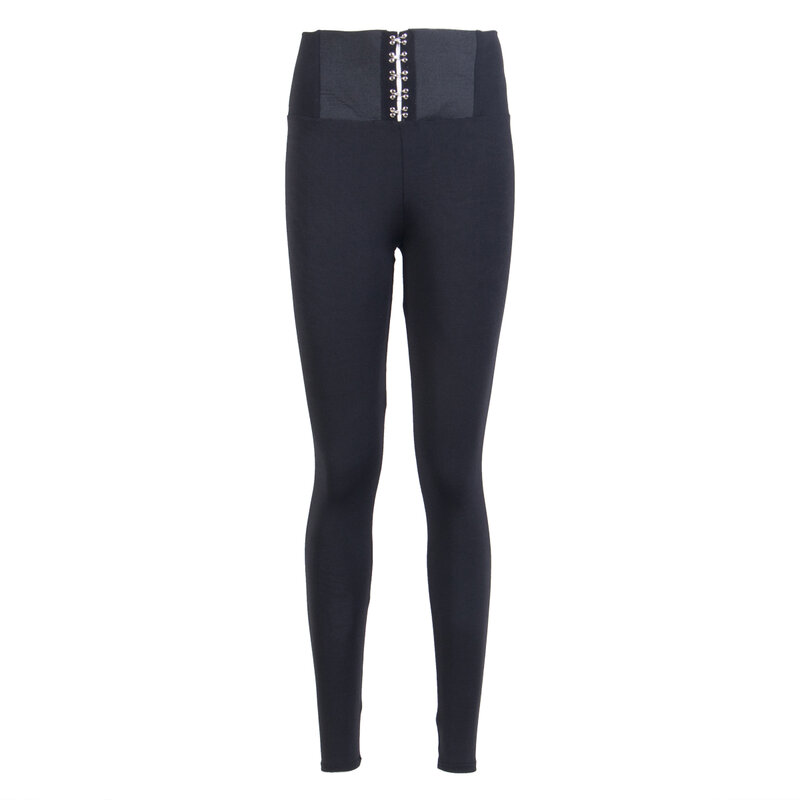 Hirigin-Pantalones largos de cintura alta para mujer, mallas ajustadas, ropa de discoteca, color negro