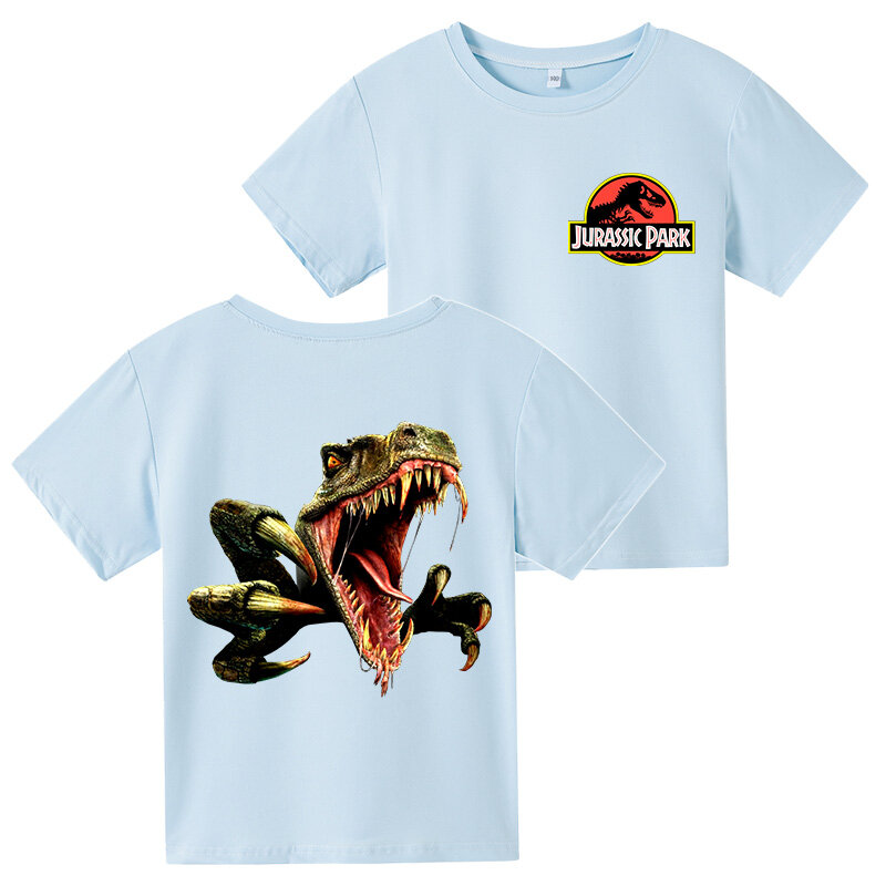 2021 sommer Kinder Spiele Jurassic Park Baumwolle T-Shirt Cartoon Animation Jungen Mädchen Kleidung 4-14T Sommer Tops Drucken stil Fit