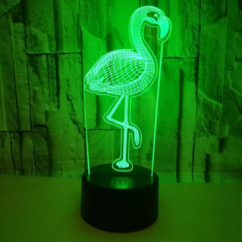 7 zmiana koloru akrylowa 3d lampka nocna LED Cartoon Flamingo dotykowa lampa stołowa do domu dekoracja biurowa dla dzieci prezenty