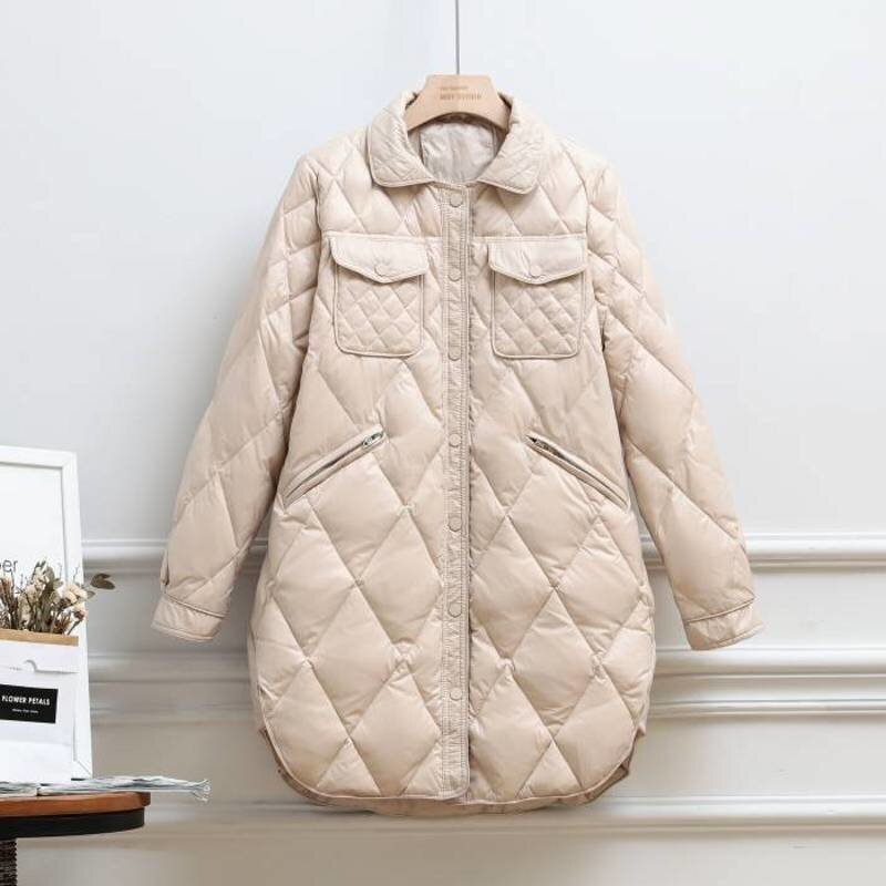 2021 inverno 90% pato branco para baixo jaqueta feminina longo oversize puffer casaco ultra leve feminino puffer pena parkas outwear