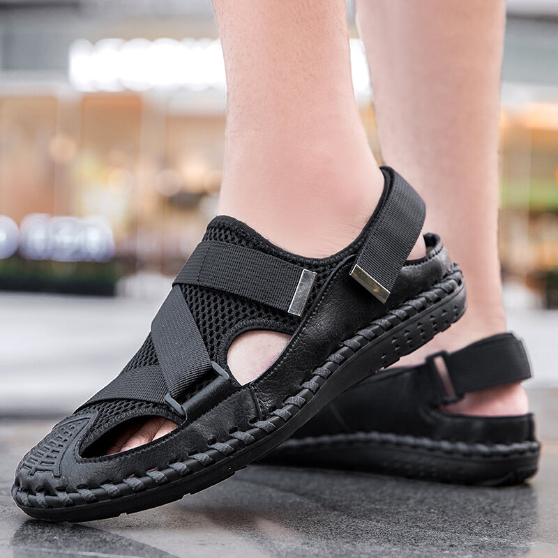 Sandalias de malla ligera transpirable para hombre, zapatos antideslizantes informales a la moda para actividades al aire libre, para la playa, verano, 2021