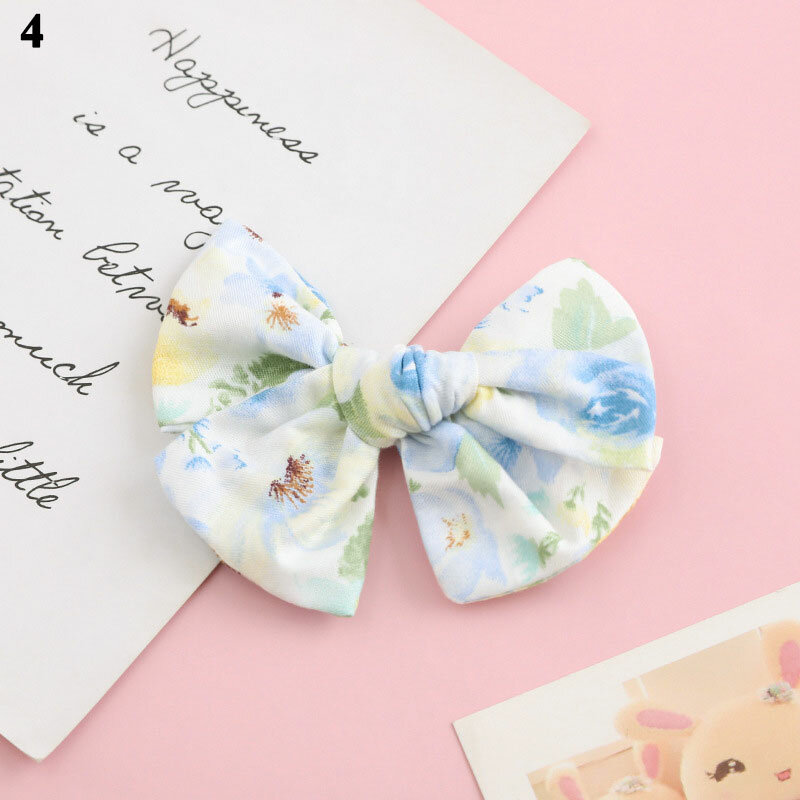 Baby Floral Cotton Linen Hairgrips Big Bows Hair Clip Children Fruit Print Barrette Hairpin Colorful Handmade Hair Accessories