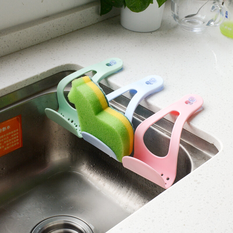Multifuncional verde/azul/Rosa tres colores creativo almacenamiento con ventosas suministros de estantería de cocina que recibe la cesta de drenaje