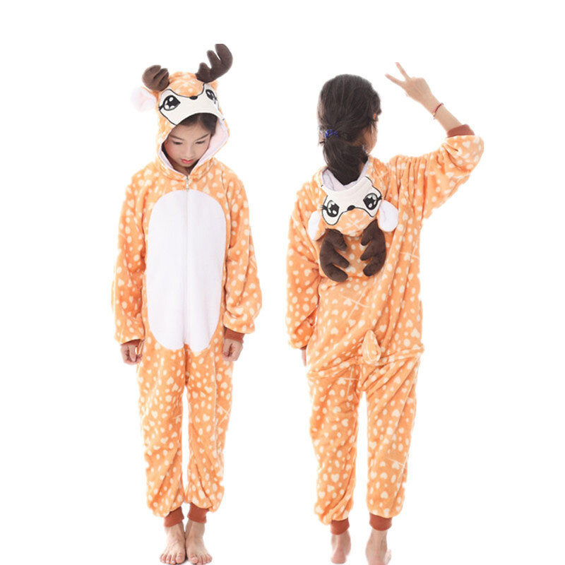 Pijama para crianças, conjunto de macacão de inverno para meninos e meninas, roupa de dormir fofa de kigurumi, pijama esqueleto de unicórnio