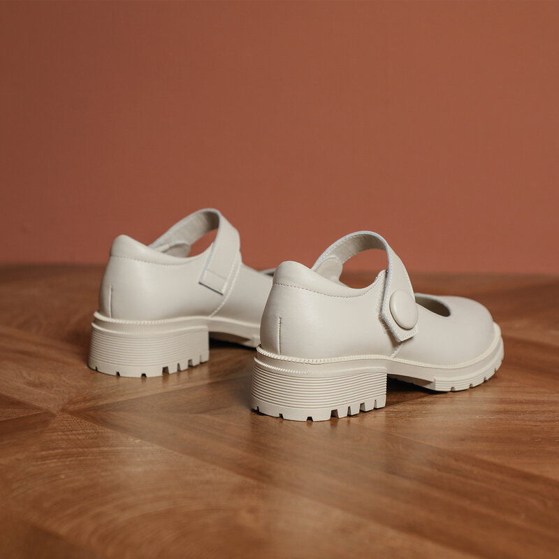 Mary Jane-zapatos de tacón alto informales para mujer, calzado de piel auténtica con plataforma, estilo japonés Lolita, Otoño, 2021