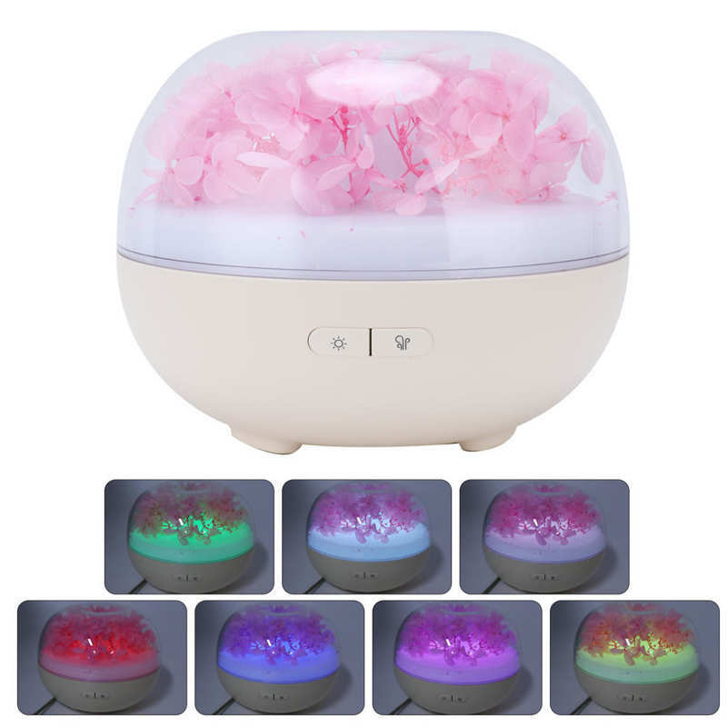 High Quality Household appliance Preserved Flower Aromatherapy Diffuser Mute Desktop Aroma Diffuser Humidifier with 7‑Color