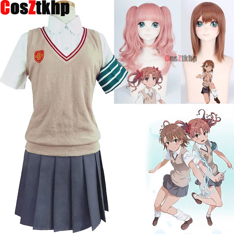 Costume de Cosplay Misaka Mikoto pour filles, uniforme et perruque de fille, tenue de marin de l'école, Anime, 2021