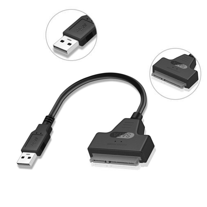 Câble USB SATA vers USB 2.0/Type C jusqu'à 5 Gbps pour disque dur externe SSD de 2.5 pouces, 22 broches