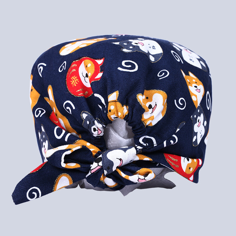 Shiba Inu – casquette de gommage pour chien, chapeau de travail à motif vétérinaire, soins infirmiers pour femmes et hommes, en coton, clinique dentaire, esthéticienne, tête de mort