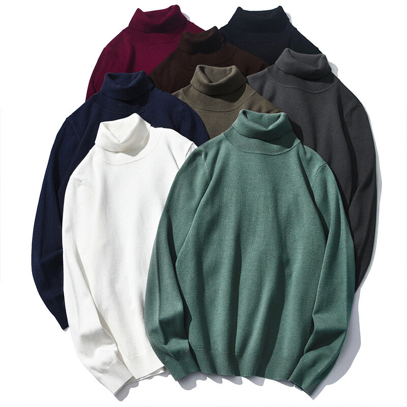 Men's Fall/Winter 2021 Men's Sweater Turtleneck Slim Fit Warm Wool Base Shirt cardigans  mens sweaters